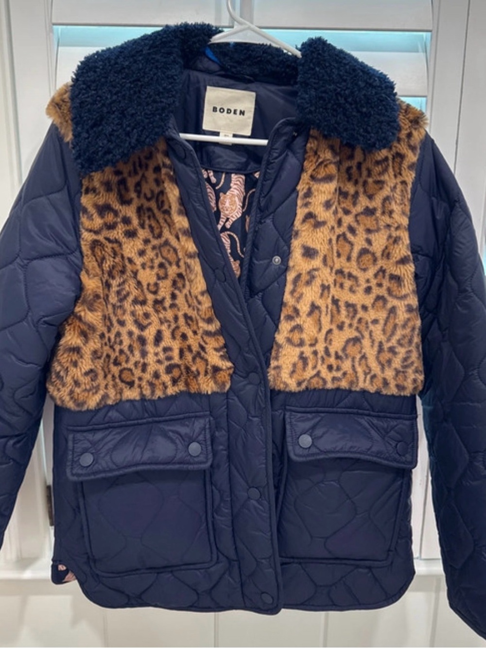 Boden Leopard Quilted Jacket